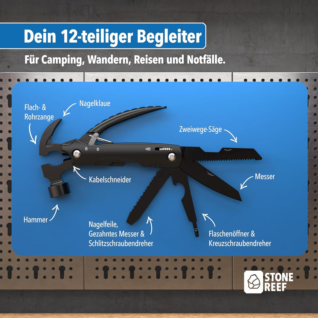 Multifunktionswerkzeug – 12-in-1 Multitool mit Edelstahl-Zange, Schraubendreher, Messer & Säge – Per