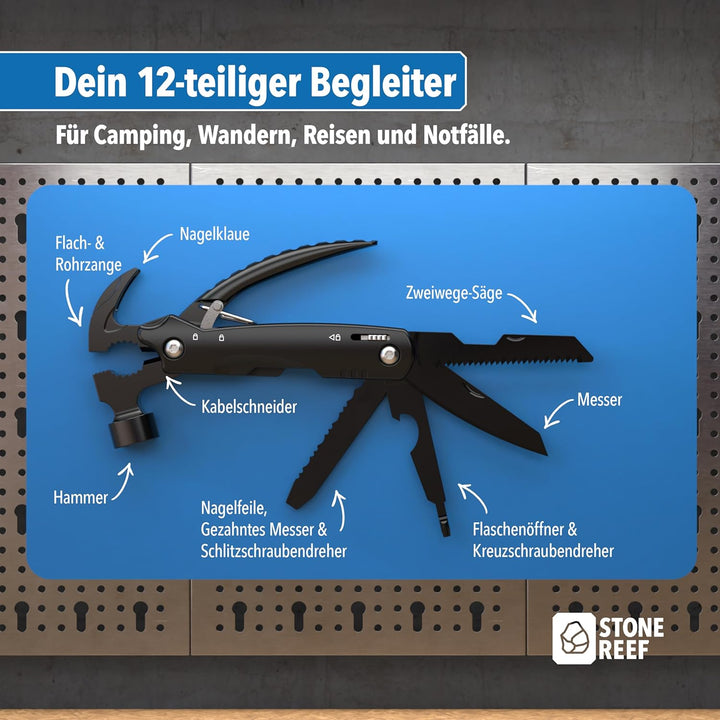 Multifunktionswerkzeug – 12-in-1 Multitool mit Edelstahl-Zange, Schraubendreher, Messer & Säge – Per