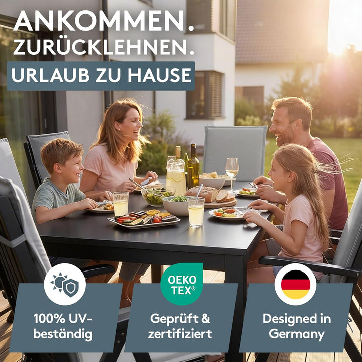 LILENO HOME Gartenstuhl Auflagen [2er Set - Hochlehner] in Grau - Bequeme Liegen als Sitzauflagen fü