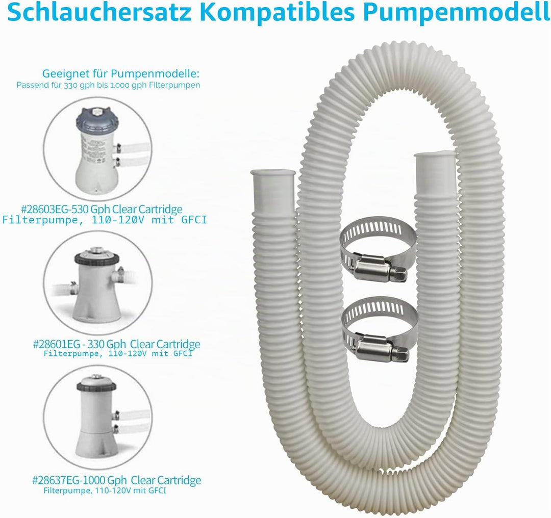 DAILJMON Poolschläuche Ersatzschläuche für oberirdische Pools, weiss1.25"/32MM Durchmesser-Länge 59"