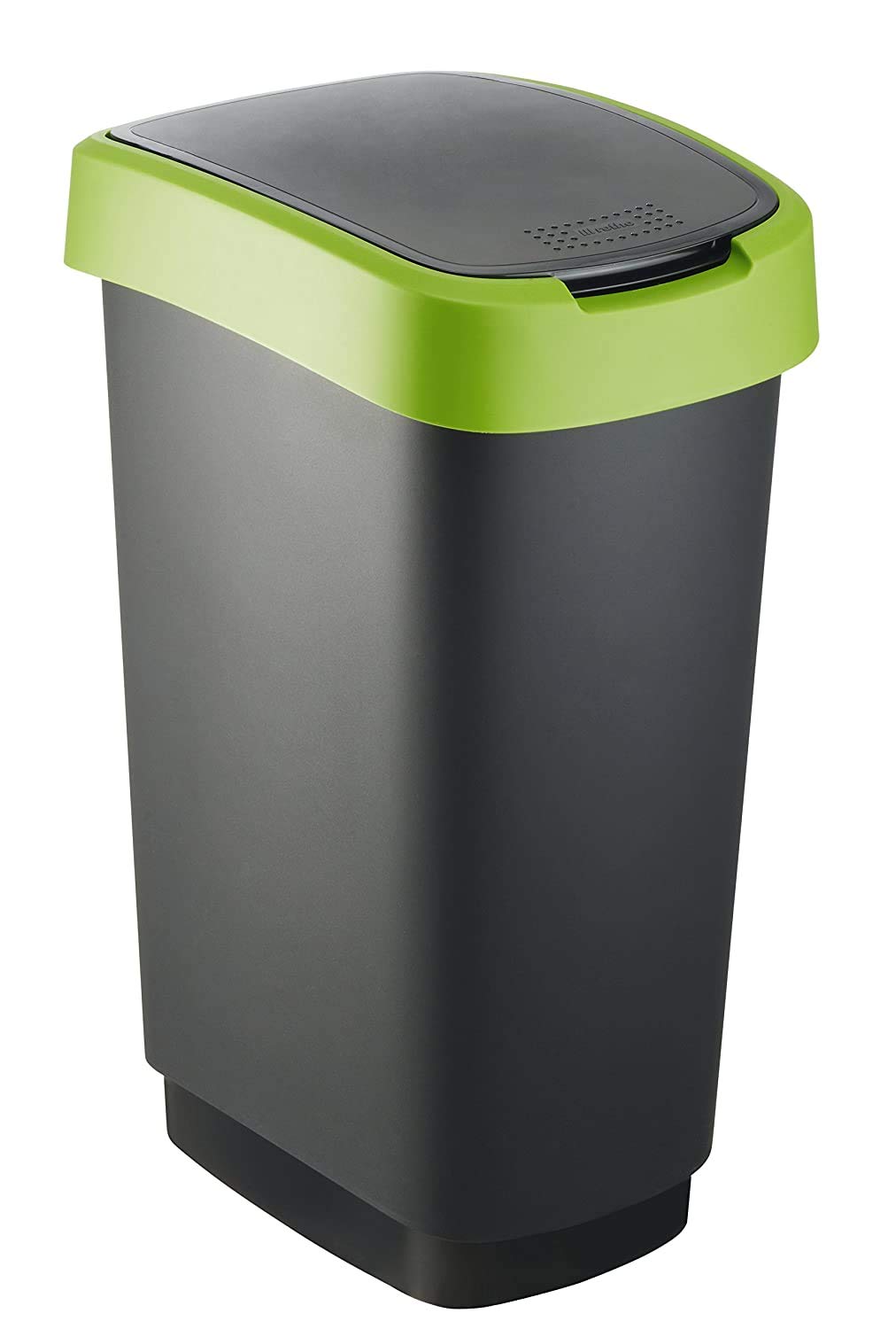 Rotho Twist Mülleimer 50l mit Deckel, als Schwing oder Klappdeckel nutzbar, Kunststoff (PP) BPA-frei