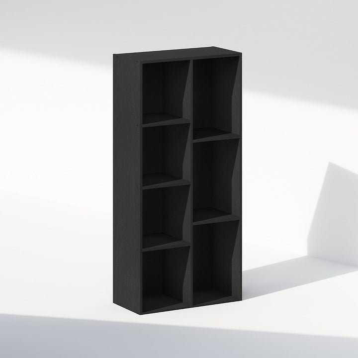 Furinno Reed Mehrzweckschrank und Kleideraufbewahrung, 7 Würfel, offenes Regal, Schwarzholz Schwarzh