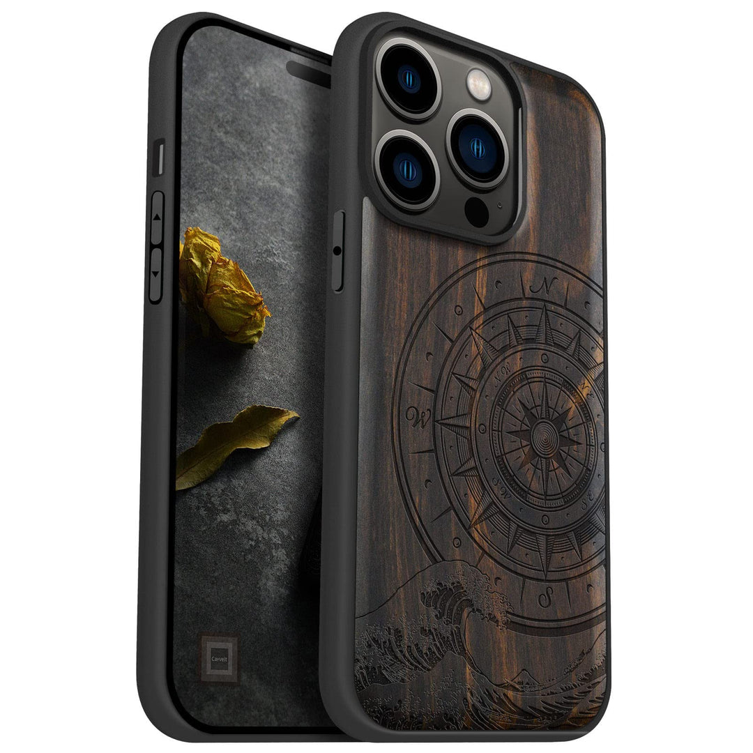 Carveit Handyhülle für iPhone 14 Pro Holz Cover kompatibel mit MagSafe Massivholz für Apple 14Pro St