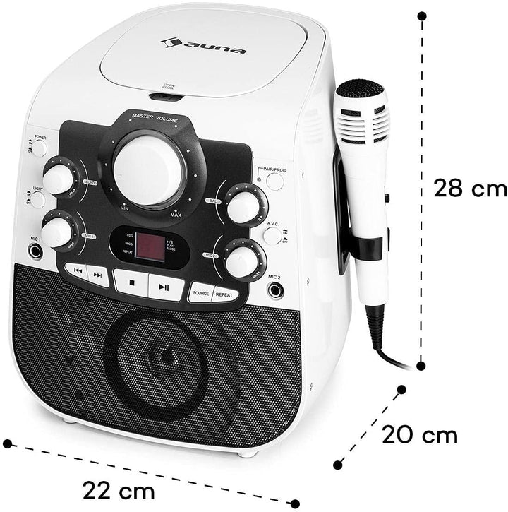 auna StarMaker 2.0 Karaoke-Anlage Karaokemaschine, Bluetooth-Funktion, CD-Player, für CD, CD+G, CD-R