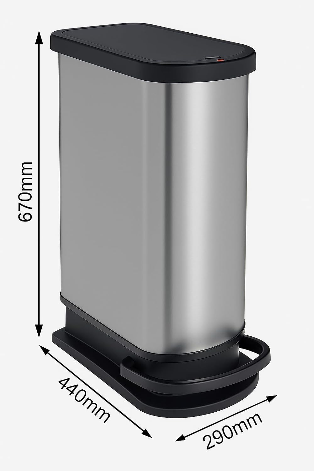 Rotho Paso Mülleimer 50l mit Pedal und Deckel, Kunststoff (PP) BPA-frei, carbon metallic, 50l (44,0