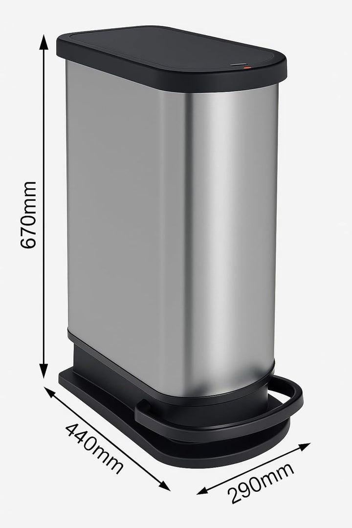 Rotho Paso Mülleimer 50l mit Pedal und Deckel, Kunststoff (PP) BPA-frei, carbon metallic, 50l (44,0