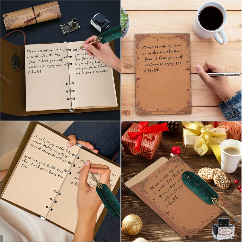 Cieex Schreibfeder Kalligraphie Feder, Handgemachte Dip Pen, Vintage Federkiel Dip Quill Pen Writing
