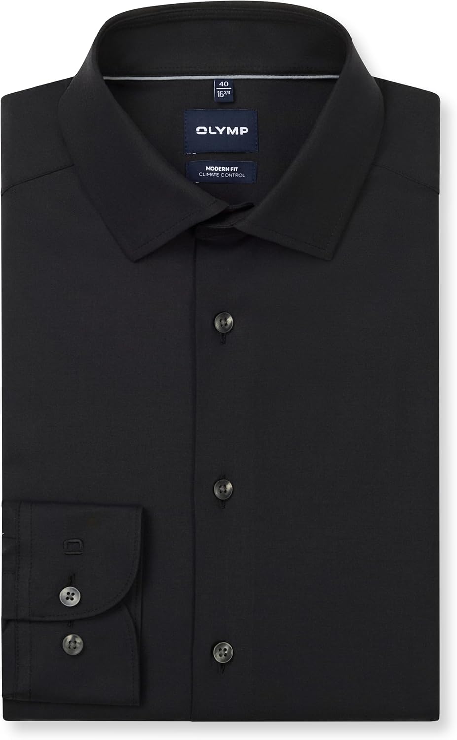 OLYMP Herren Oberhemd Langarm Luxor.24.Seven,Twill,modern fit,Global Kent 37 Schwarz 68, 37 Schwarz