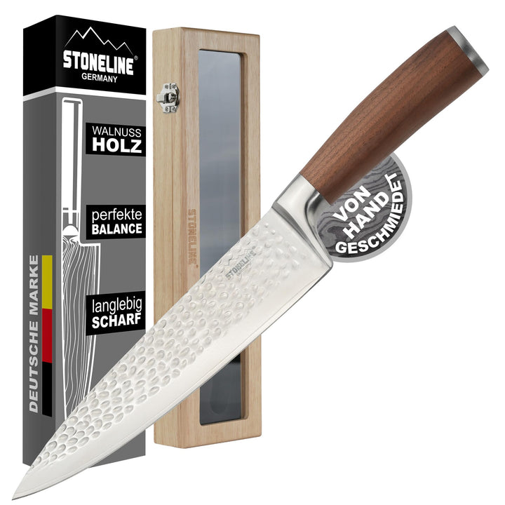 STONELINE Hammerschlag Damastmesser Kochmesser extrem scharfe 20 cm Klinge aus 67 Lagen, Damast Prof