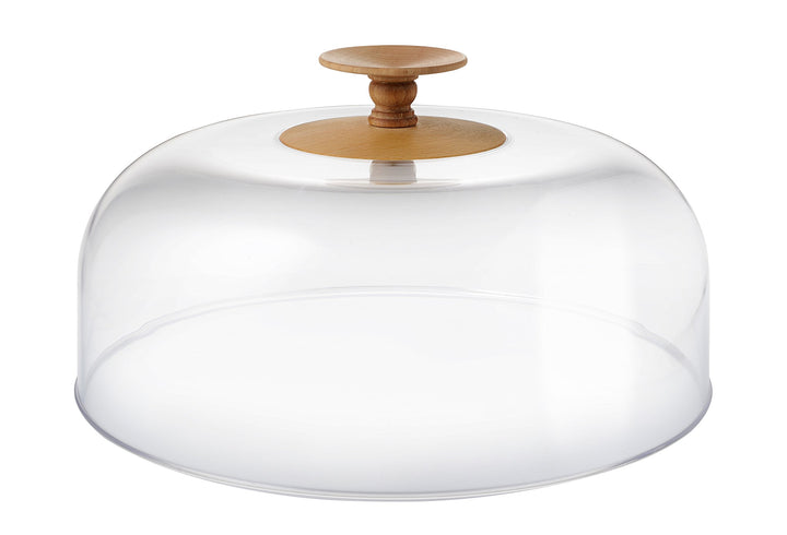 Alessi MW24 Dressed in Wood Deckel/Glocke mit Knopf aus Buchenholz, Glas, transparent, 6 x 33 x 23 c