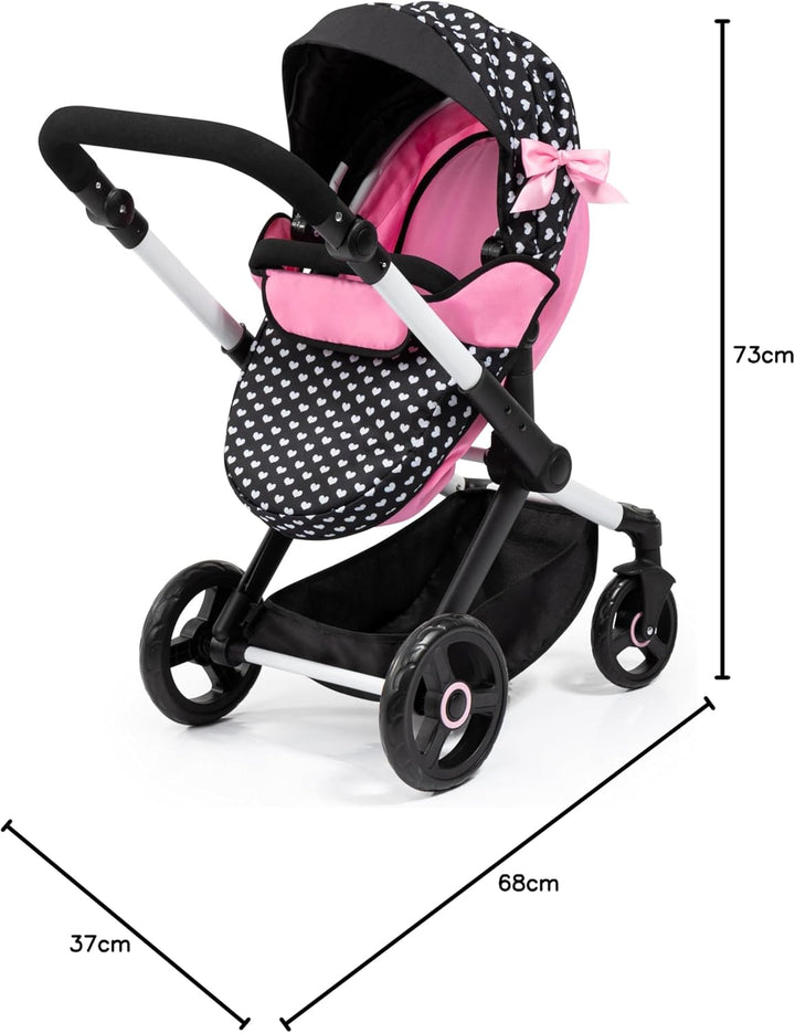 Bayer Design 17060AB Puppenwagen Xeo, Verstellbarer Griff, Schwenkschieber, wandelbar als Jogger, Sc