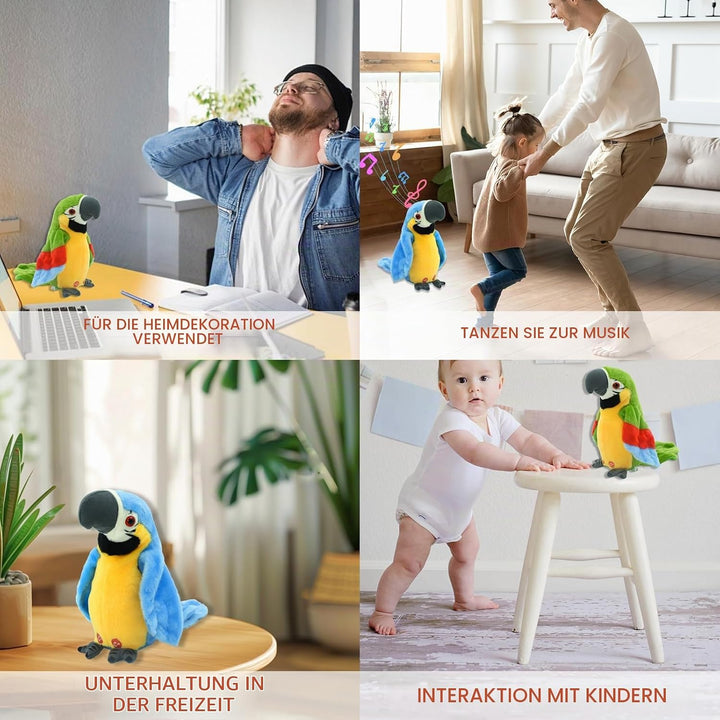 Elektrische Sprechender Papagei Spielzeug, Stimme Wiederholen und Auf Englisch Singen, Aufzeichnung