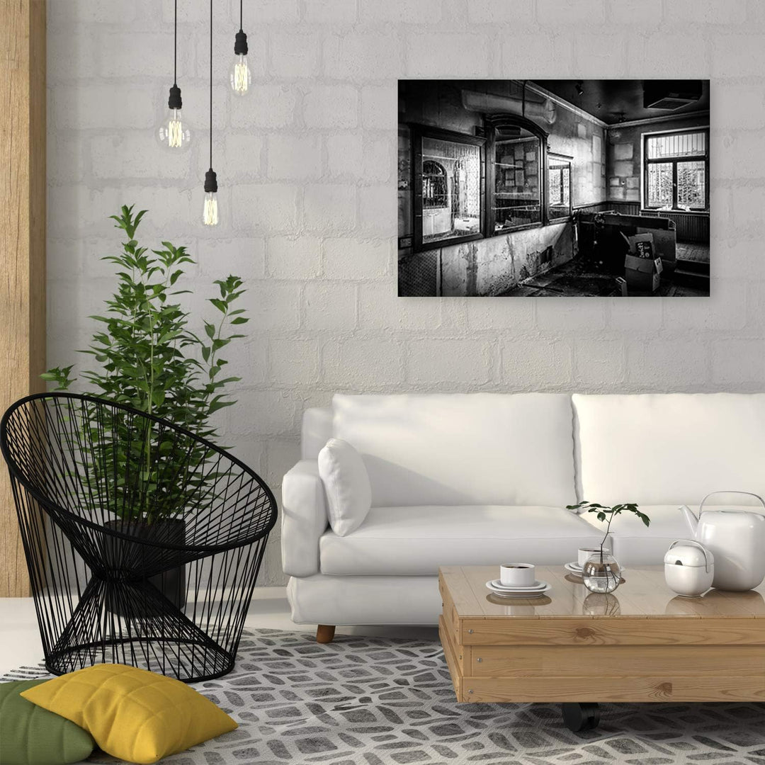 Feeby Wanddeko für Wohnung Bild Kunstdruck modern schwarz-weiss 80x60 cm Deko Paneel 80x60 cm Schwar