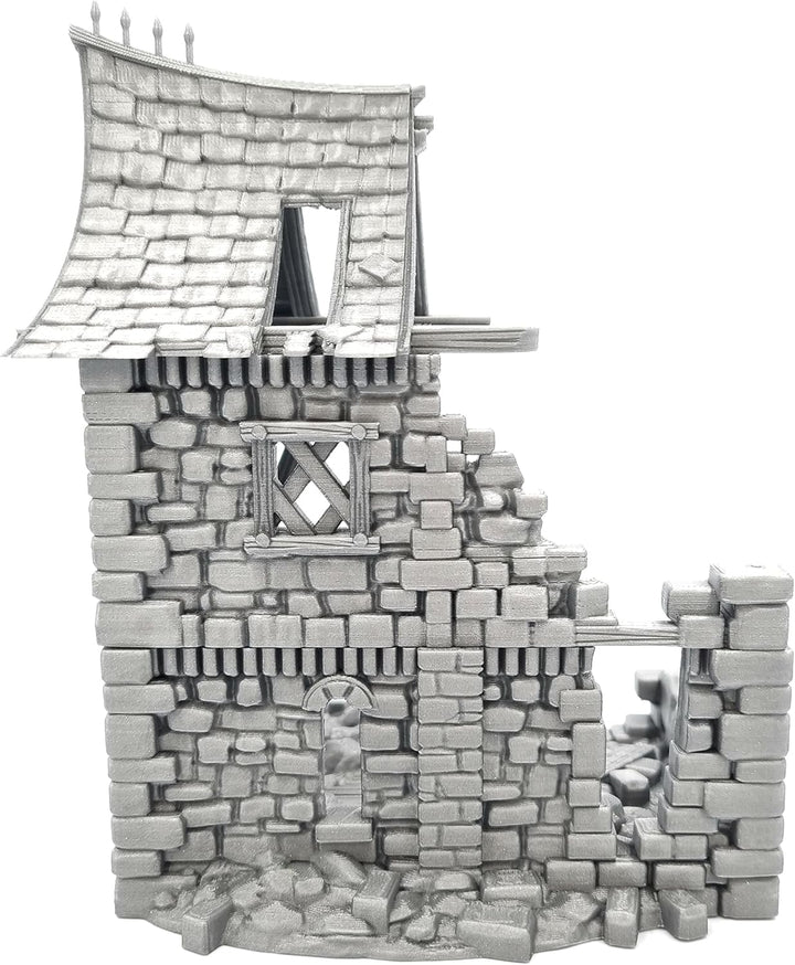 QP3D - Battle Ruined Medieval Building - Fantasy House Terrain Scenery for Tabletop & RPG 28-32mm Mi