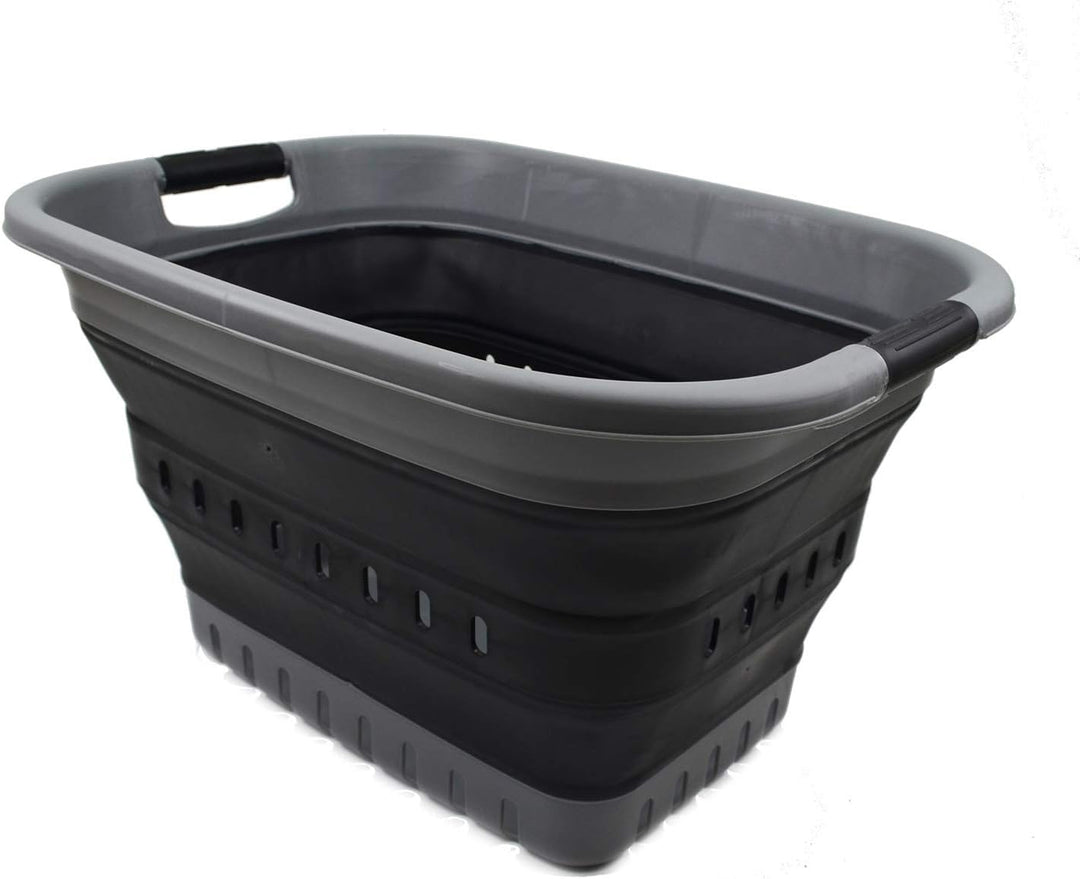 SAMMART 37L Collapsible Plastic Laundry Basket - Foldable Pop Up Storage Container/Organizer - Porta