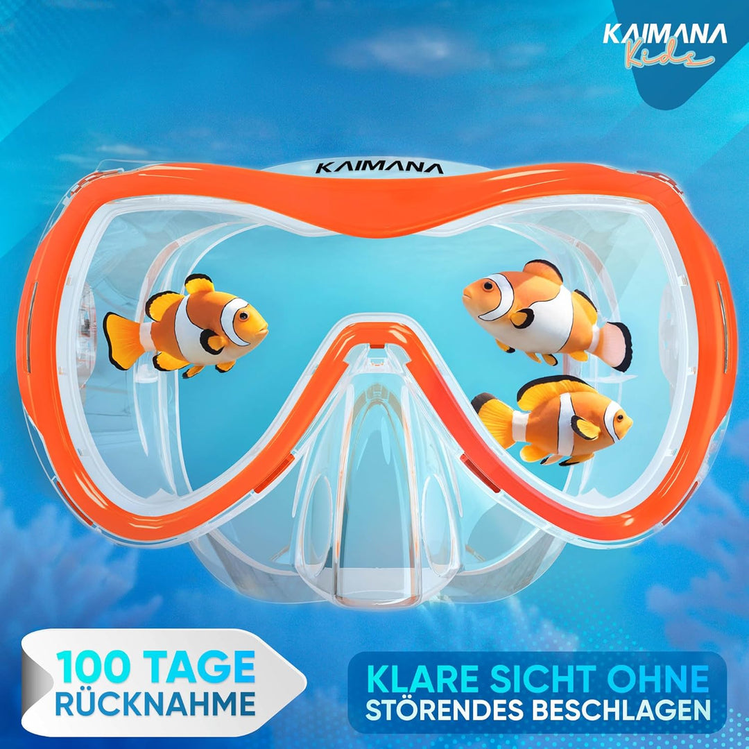 KAIMANA® Taucherbrille Kinder inkl. gratis Tragetasche | ab 3 Jahre | extra Bequeme Taucherbrille mi