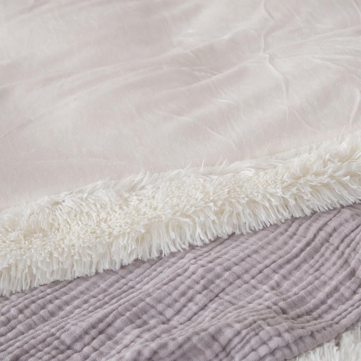EMME Plüsch Bettwäsche Set 200x200cm Biber Flauschige Bettdecke Set für Bett Shaggy und Plüsch weich