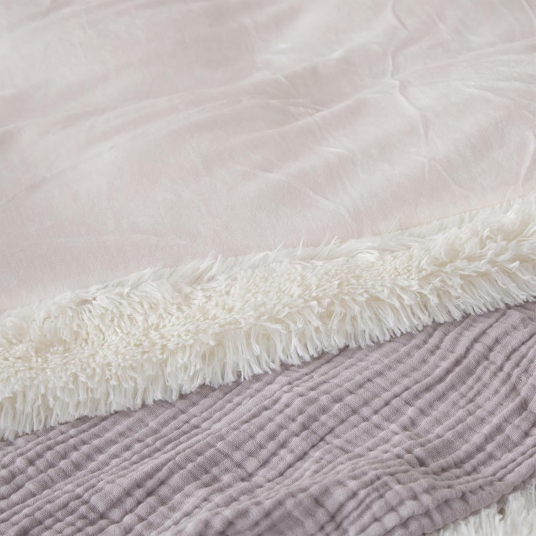 EMME Plüsch Bettwäsche Set 220x240cm Biber Flauschige Bettdecke Set für Bett Shaggy und Plüsch weich