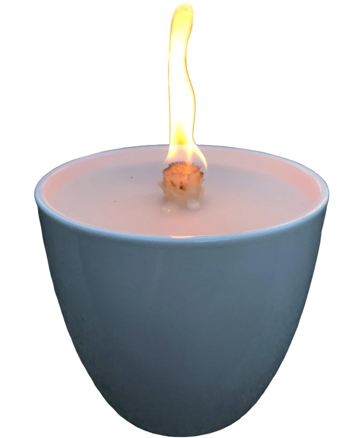 WeberHomemade | Schmelzlicht mit Dauerdocht und handgefertigten Dochthalter | weiss | Ø 14 cm | nach