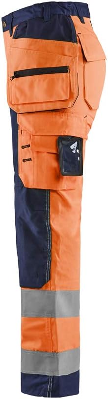 Blakläder Damen-Bundhose "High-Vis" mit Werkzeugtaschen Orange/Grün C42, Orange/Grün C42