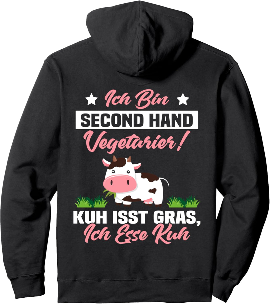 Backprint Ich bin second hand Vegetarier Pullover Hoodie