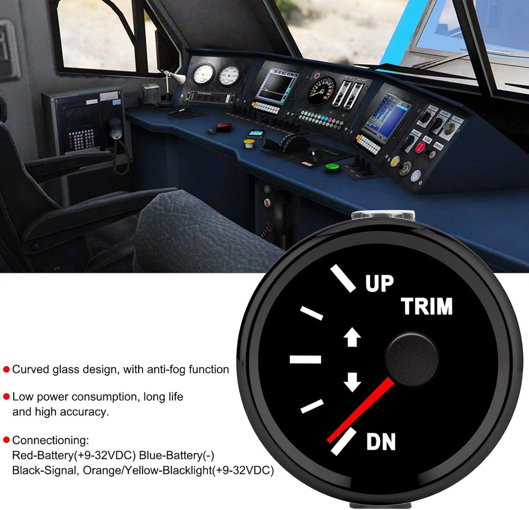 Trimmlehre IP67 Wasserdicht 9-32 V DC 52 Mm Boat Trim Balance Gauge Für Ship Yacht Marine(Schwarzer