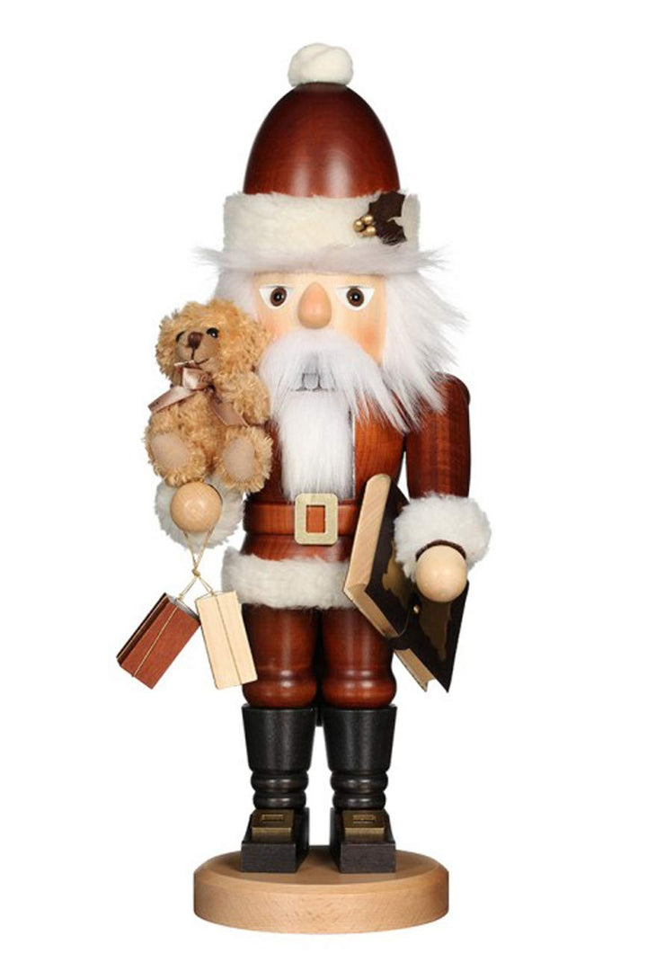Christian Ulbricht Erzgebirge Nussknacker Weihnachtsmann mit Teddy nat