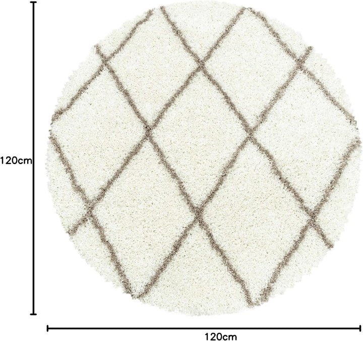 Shaggy Runder Hochflor Teppich Wohnzimmer Schlafzimmer Teppich Rund Deko Rautenmuster Modernes Desig