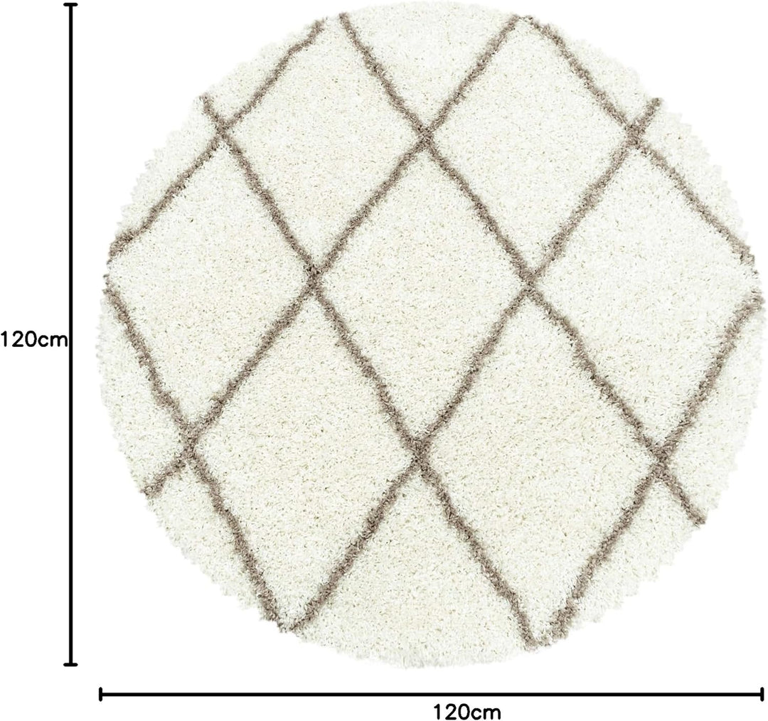 Hochflor Rund Wohnzimmer Teppich Modern Deko Geometrisch Design Teppich Rund Flauschiger & Weicher L