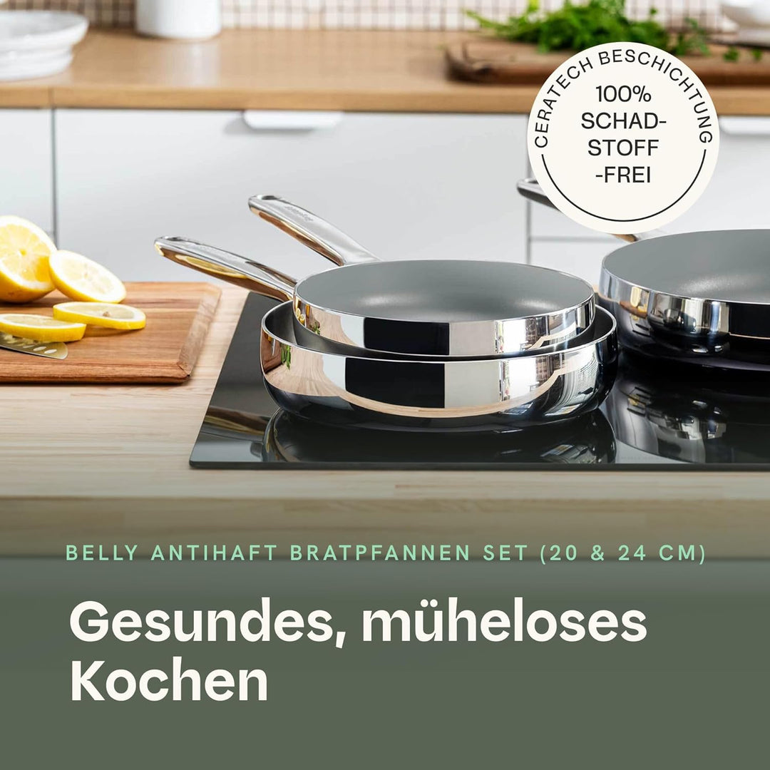 BergHOFF Home Pfannenset - 2-tlg. - Antihaft-Pfanne ohne PFAS – beschichtete Pfannen – Edelstahlpfan