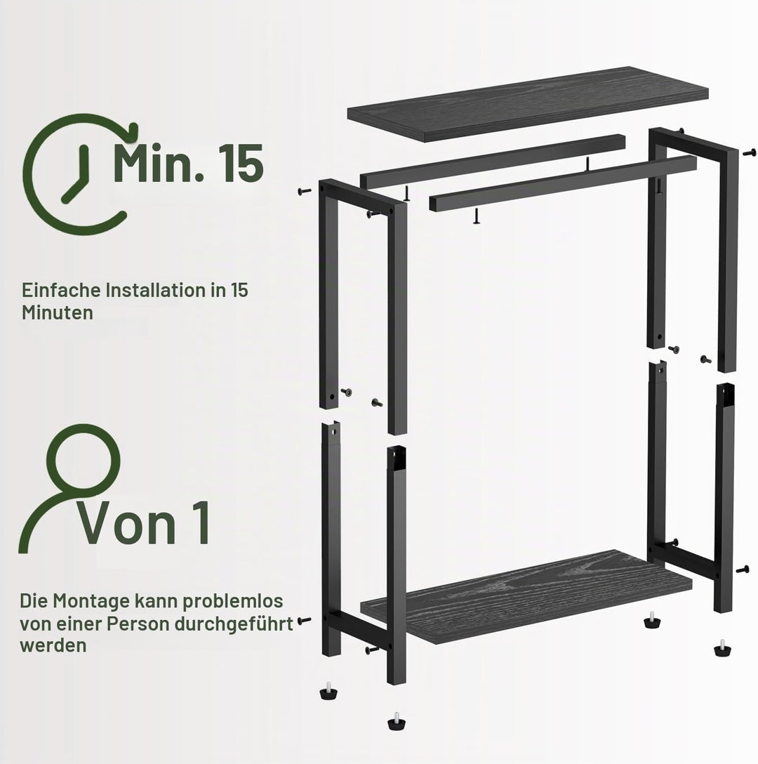 MISSLO Beistelltisch Couch, Kleiner Tisch mit Metallgestell, Schmaler Nachttisch für Wohnzimmer, Sch