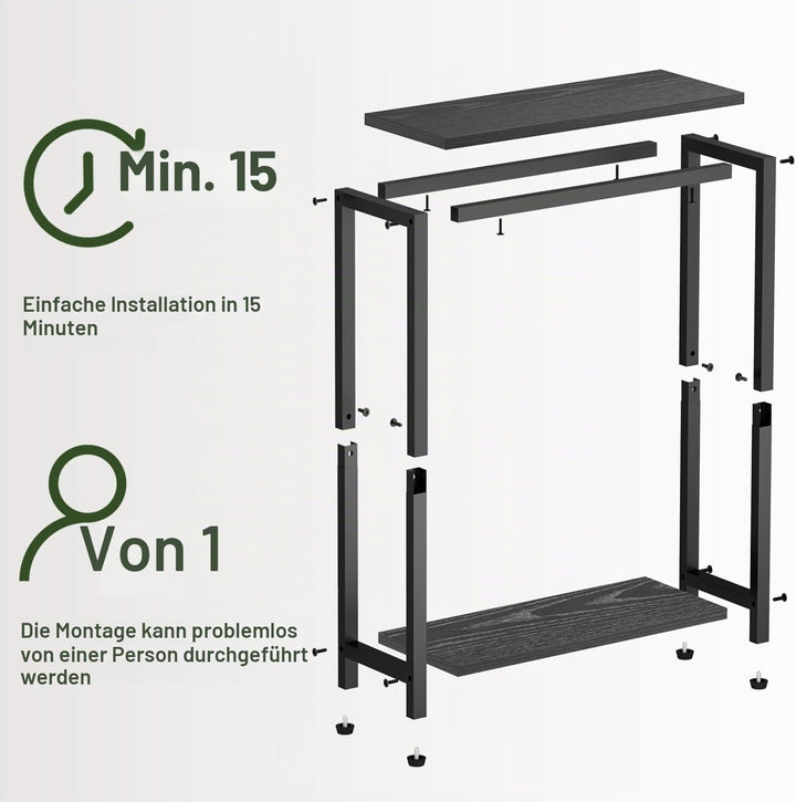 MISSLO Beistelltisch Couch, Kleiner Tisch mit Metallgestell, Schmaler Nachttisch für Wohnzimmer, Sch