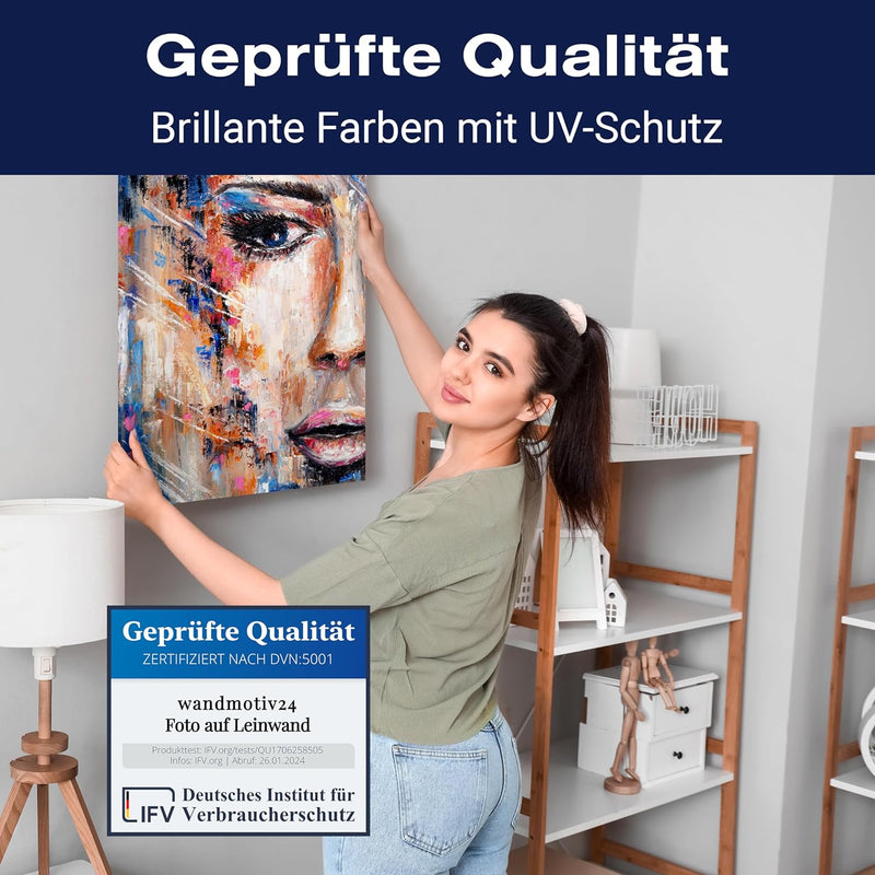 wandmotiv24 Leinwand-Bild Frau Gemälde 1, Grösse 40x30cm, Hochformat, Wand-Bilder, Dekoration Wohnzi