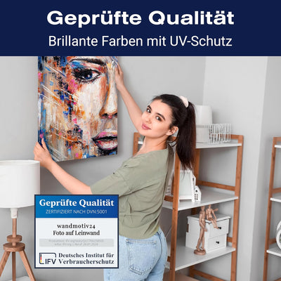 wandmotiv24 Leinwand-Bild Frau Gemälde 1, Grösse 100x75cm, Hochformat, Wand-Bilder, Dekoration Wohnz