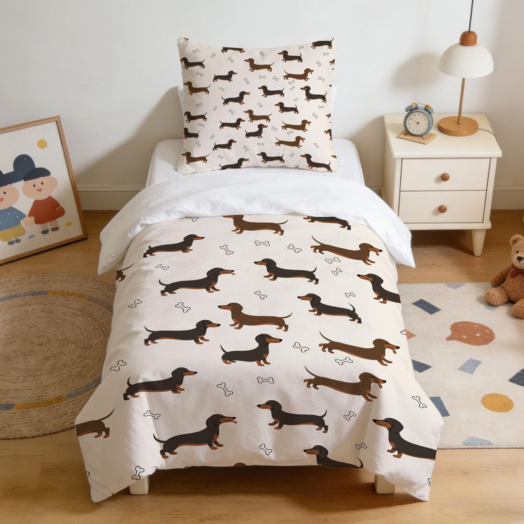 DJDEA Bettwäsche-Sets 135 x 200 cm Dog, Blau Einhorn-Bettwäsche-Set für Einzelbett mit Reissverschlu