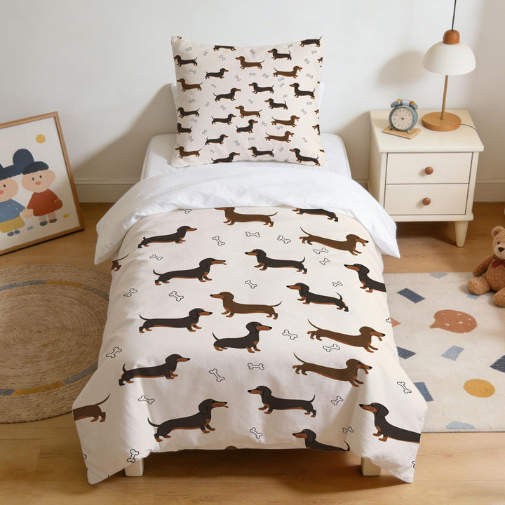DJDEA Bettwäsche-Sets 135 x 200 cm Dog, Blau Einhorn-Bettwäsche-Set für Einzelbett mit Reissverschlu