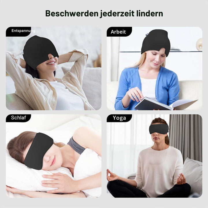 2 Stück Migräne Maske und Augenmaske Kühlend, Migräne Kühlmaske, Migraine Relief Cap, Kopfschmerzen