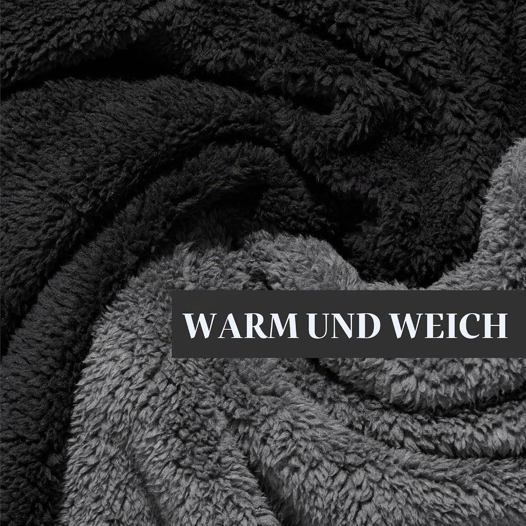 HOMELEVEL Sherpa Wende Bademantel Lammfell Optik für Damen und Herren mit Kapuze Morgenmantel Hausma