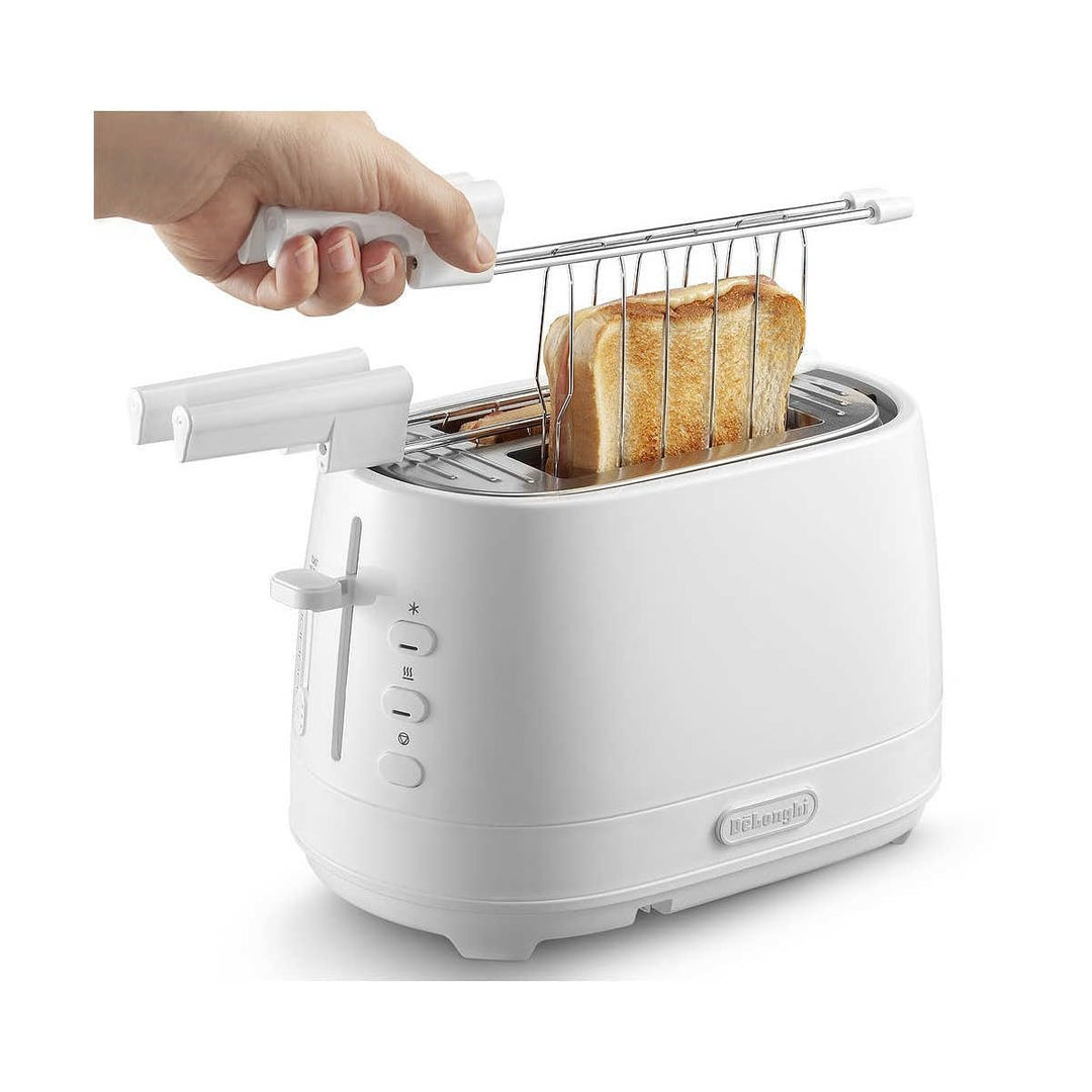 De Longhi CTLAP2203 Toaster mit Zange, 550 Watt. Bianco, Bianco