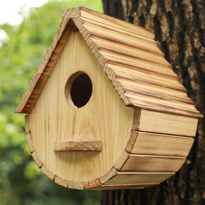 STARSWR Vogelhäuser zum Aufhängen im Freien, Holz Vogelhaus Nest, Naturholz Freiraum Vogelhütte Blue