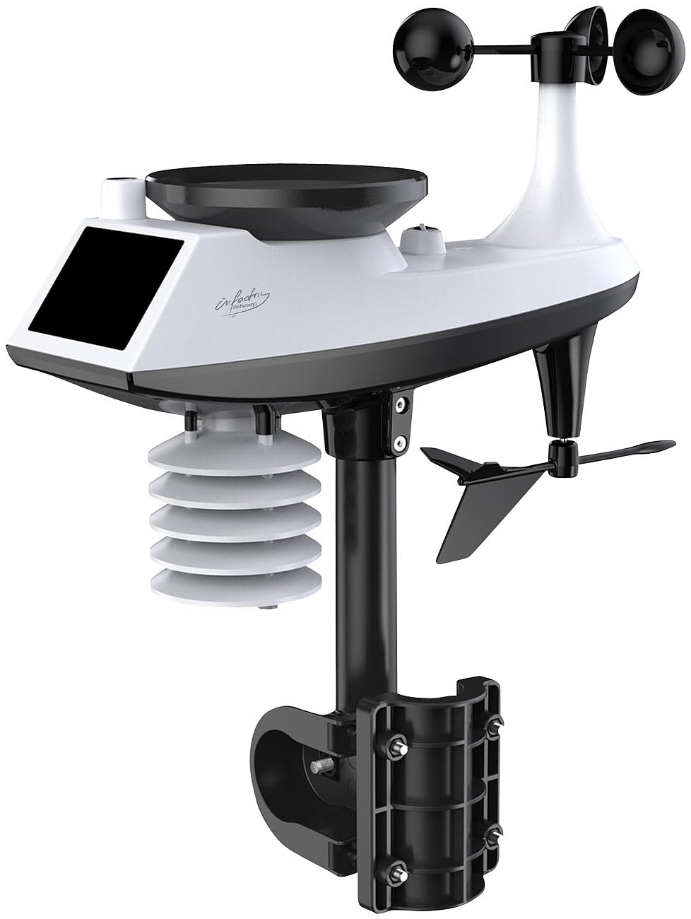 infactory Wetterstation Smart: WLAN-Funk-Wetterstation mit XL-Farbdisplay, App, Weather Underground