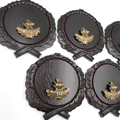 GTK Set 5 Stück Keilerschilder geschnitzt dunkel AF 17,5 cm mit 5 Stück Eichenlaub Deckblatt gross K
