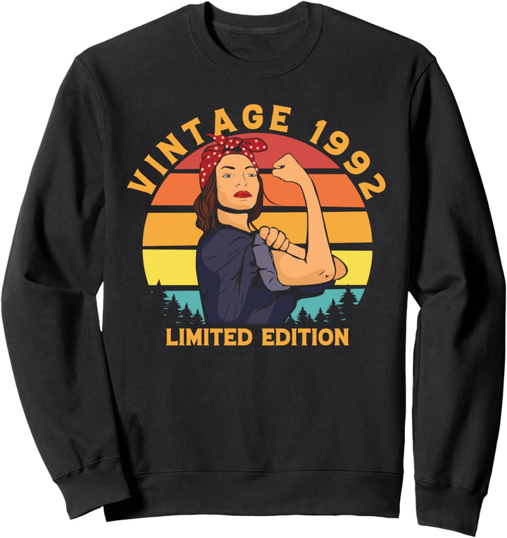 Muscle Woman 30th Birthday Tees Vintage 1992 Limited Edition Sweatshirt