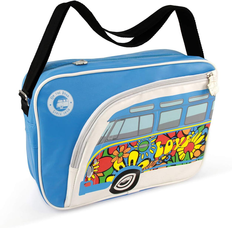 BRISA VW Collection - Volkswagen Schulter-Umhänge-Reise-Tasche-Freizeit-Bag mit VW T1 Bulli Bus Moti