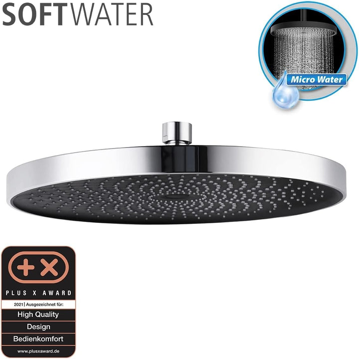 WENKO Softwater Duschkopf, Regenduschkopf, Universalbrause spritzarm und leise in der Funktion, Dusc