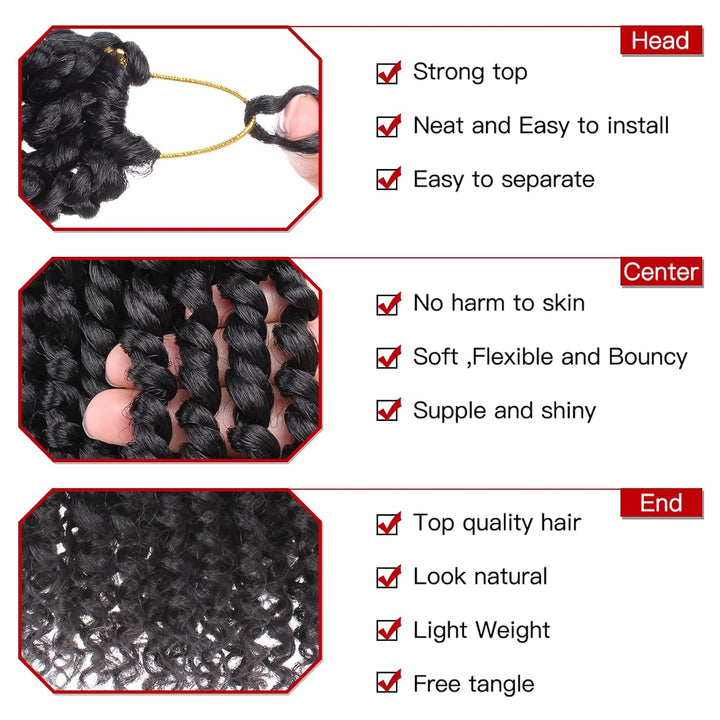 Xtrend 14 inch Black Pre twisted Passion Twist Hair 8Packs 12 Strands/Pack Bohemian Pre Looped Synth