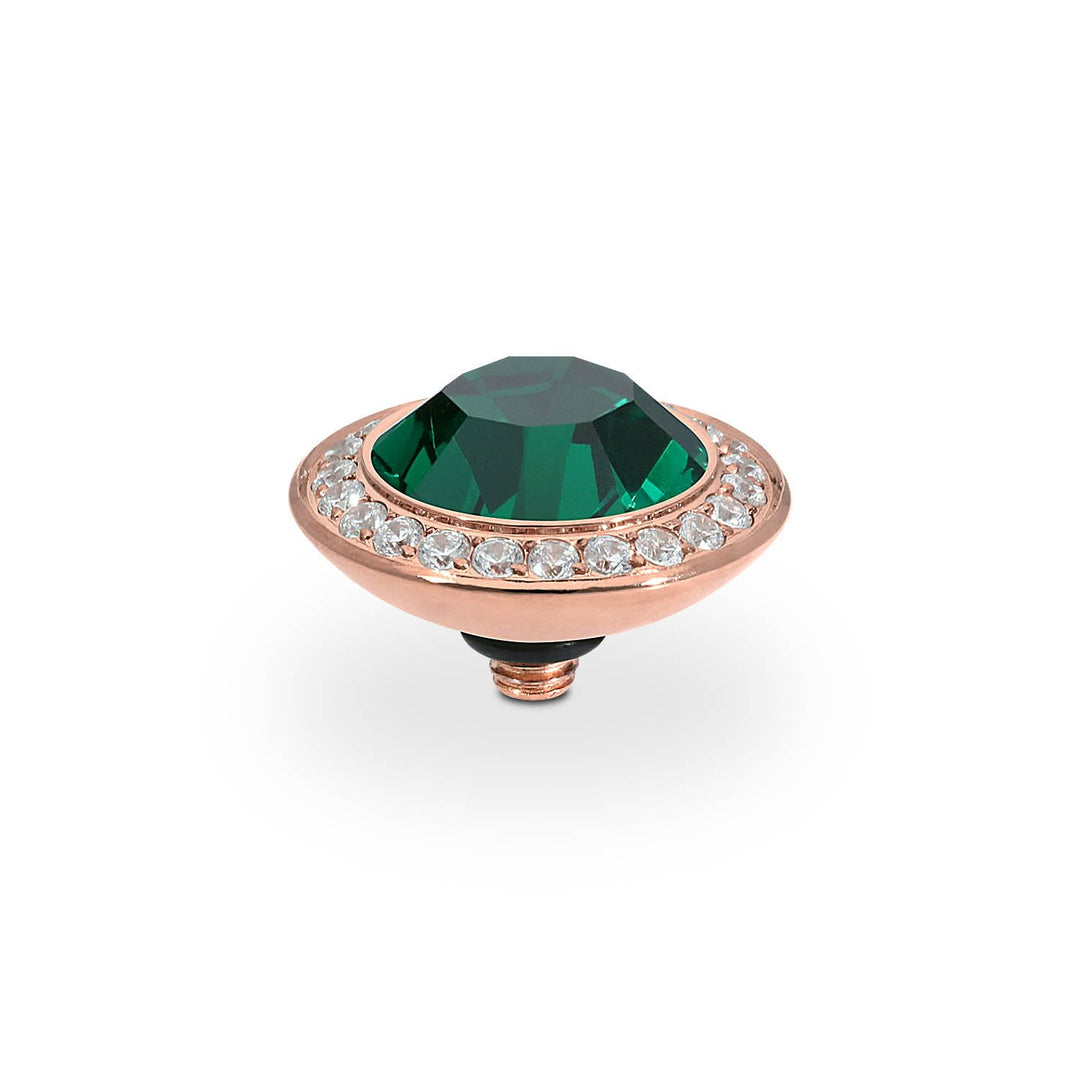 Qudo INTERCHANGEABLE TONDO deluxe 13mm rosegold Aufsatz für Ring (emerald), emerald