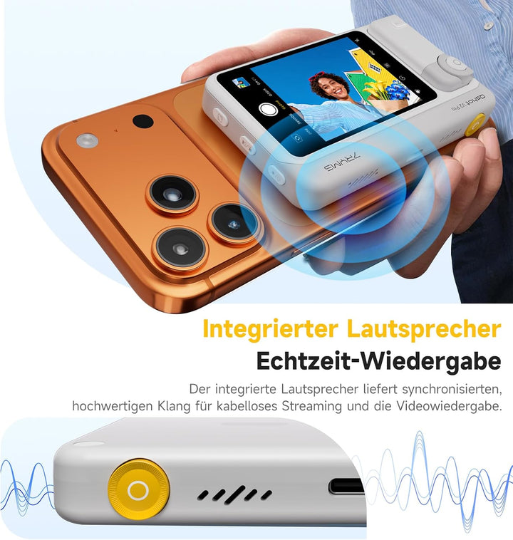 7RYMS Qshot V2 PRO Kabelloser Selfie-Monitor für iPhone 17/16 & Android, Magnetischer Smartphone Rüc