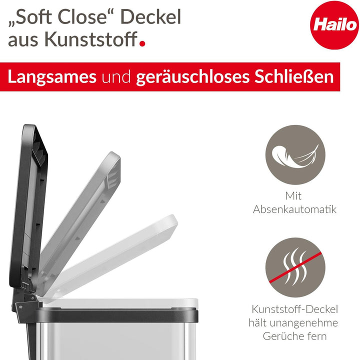 Hailo Öko duo Plus L | Mülltrenner 17 + 9 Liter | 26 Liter | Edelstahl | Soft Close Deckeldämpfung |