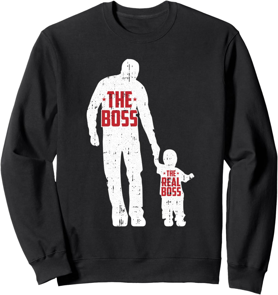 The Boss The Real Boss Fathers Day Dad Son Daughter Matching Sweatshirt